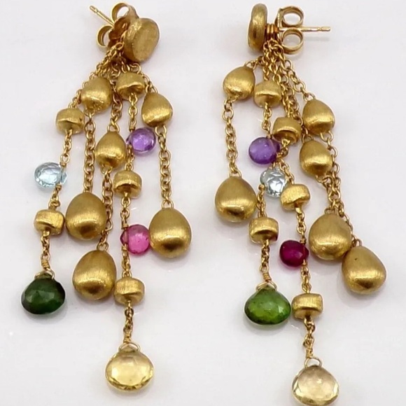 Gorgeous Marco Bicego PARADISE 5 Strand Multi Gem 18K Earrings - Picture 2 of 8